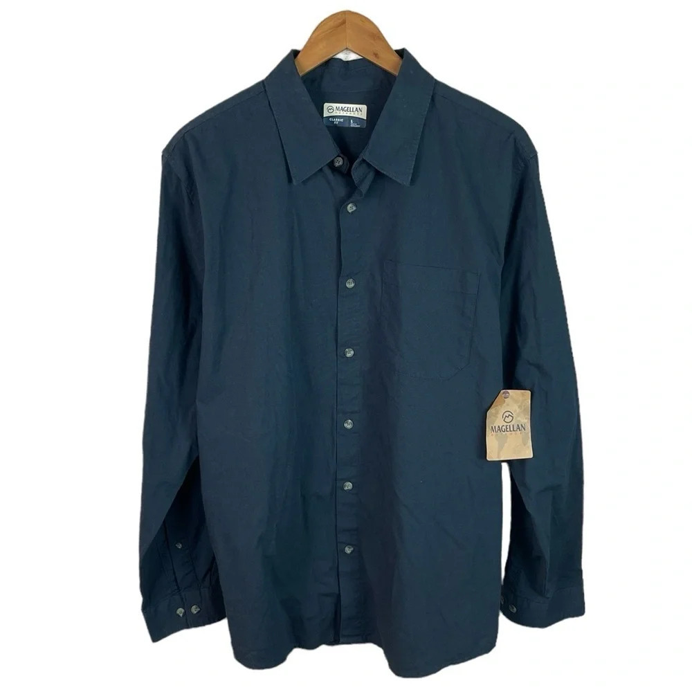 BF1423 NWT Mens Magellan Outdoors Classic Fit Hickory Canyon Button Shirt L
